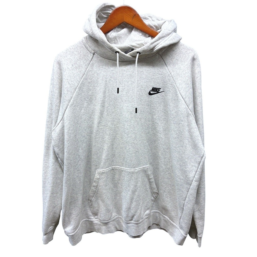 Nike Club Fleece Embroidered Swoosh Pullover Hoodie Mens XL Gray Athleisure